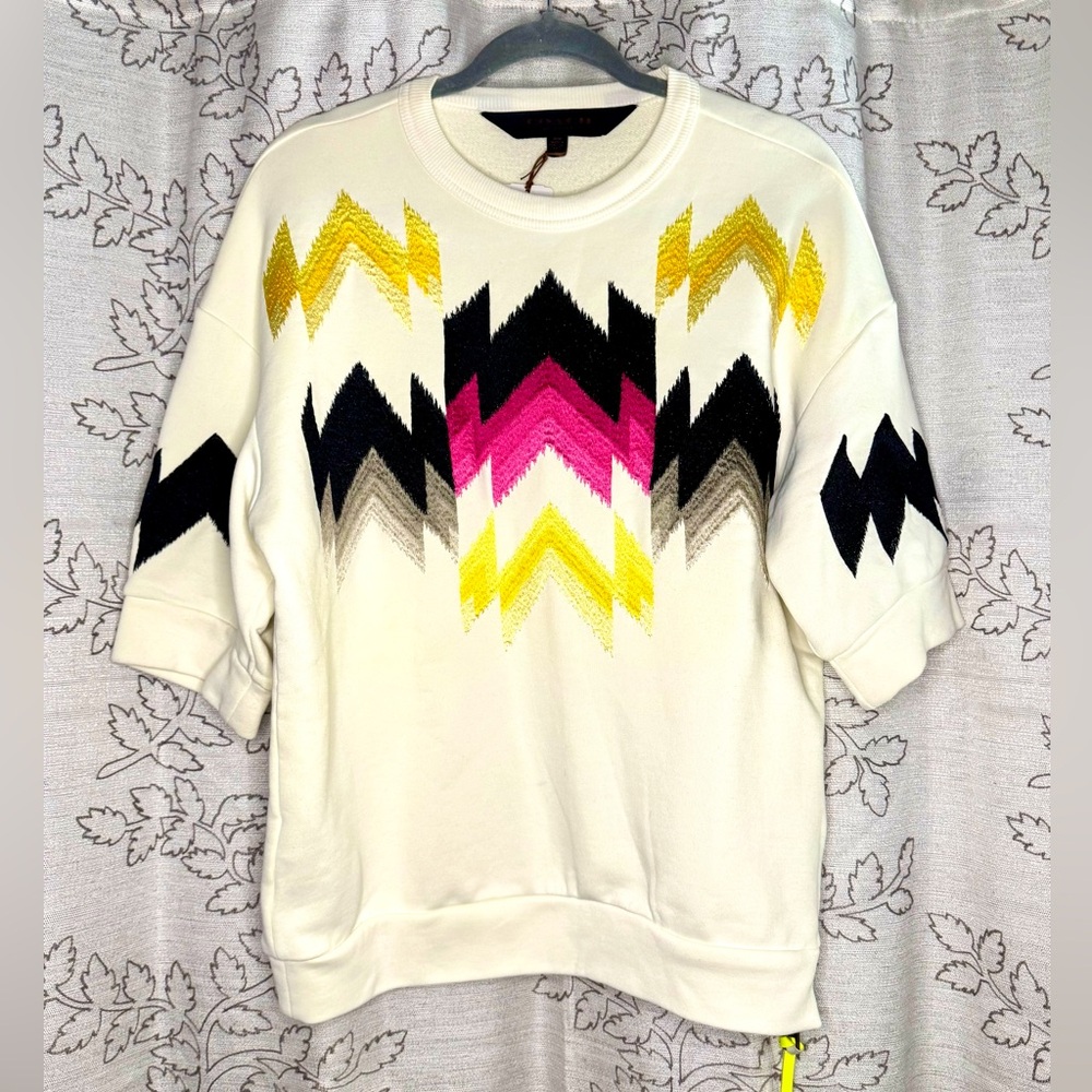 Coach x Coachella Hawk Feather Side Zip Sweatshirt w/ Chevron Pattern Multicolor